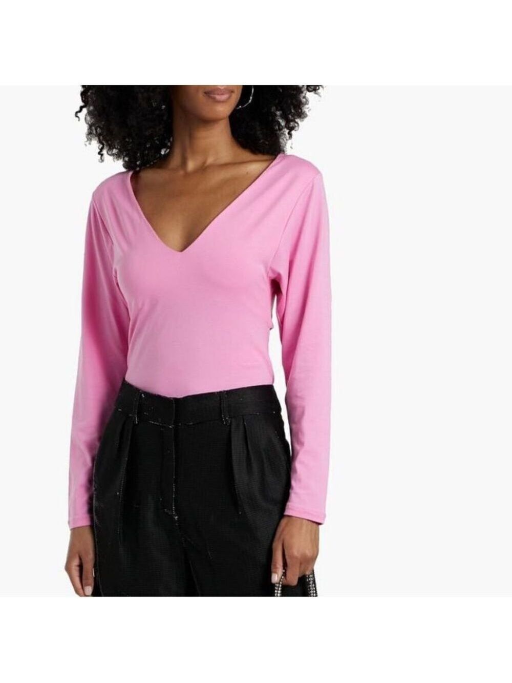 Iro Jenio Candy Pink Open Back V-Neck Top NWT